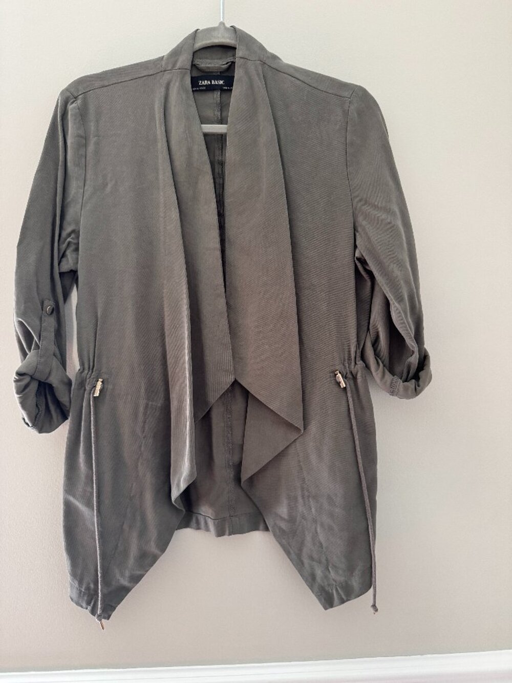 Zara Basic Gray Hooded Zip Jacket Size XS